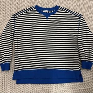 Blue and Black Striped Women's Sweater